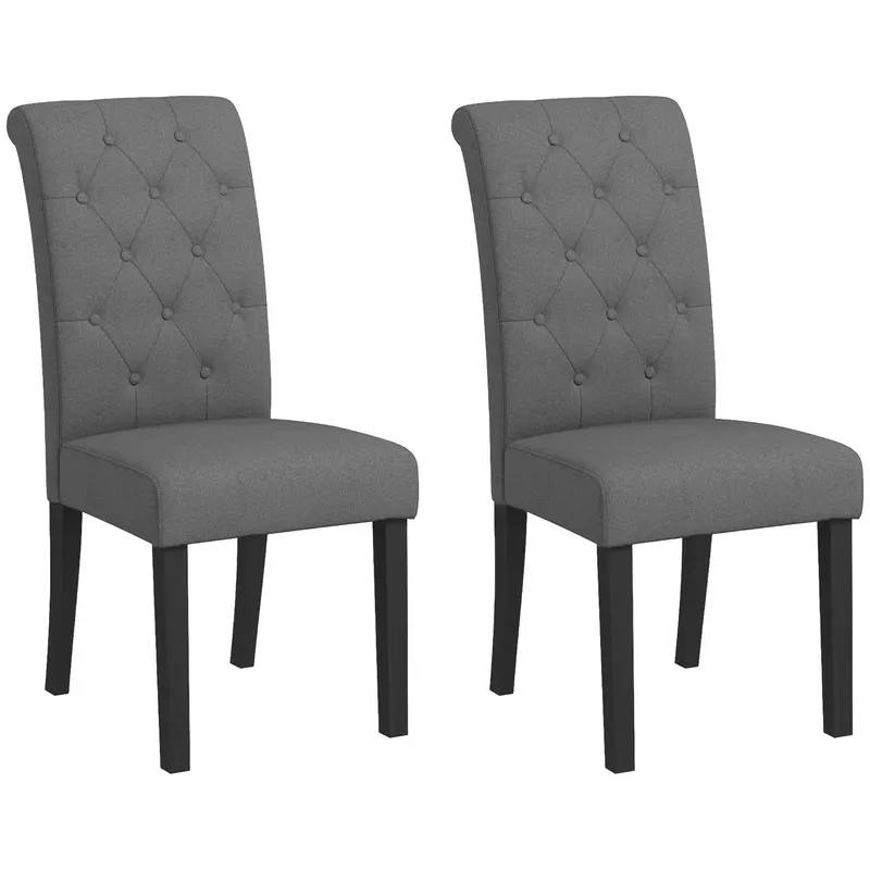 HOMCOM Lot de 2 scaune de Masă Scaun de Bucătărie Confortabil Picioare din Lemn Lin 47 x 61 x 101 cm gri închis | Romania