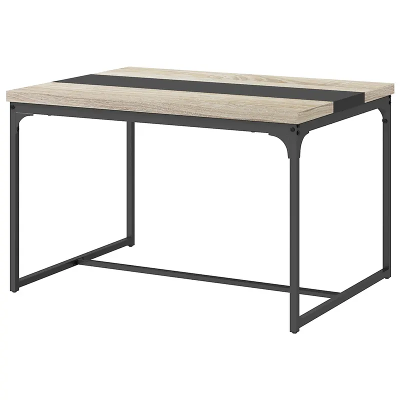 HOMCOM Masă de dining pentru 6 persoane, stil industrial în metal negru și lemn, dim. 120L x 89l x 75,5H cm | Romania