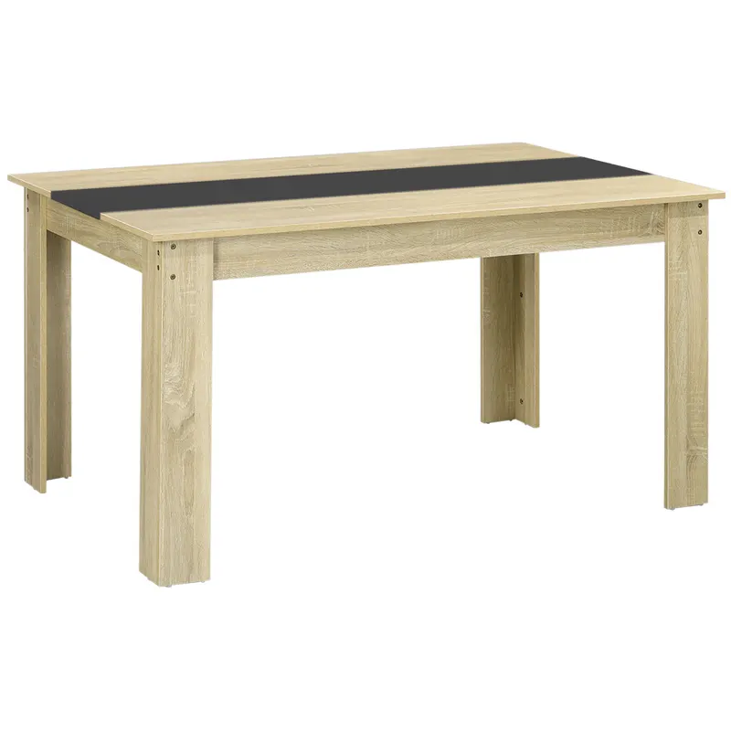 HOMCOM Masă de dining pentru 6 persoane din lemn aspect natur și negru, dim. 140L x 90l x 75H cm | Romania