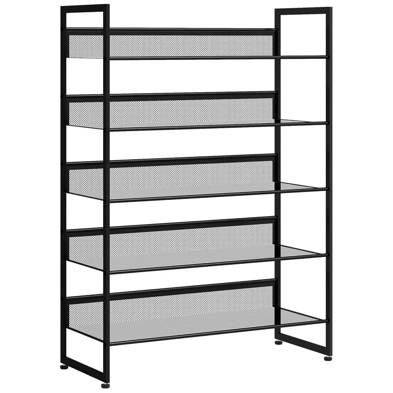 HOMCOM Suport pantofi, suport pantofi, raft pentru pantofi, 5 nivele, 72 cm x 30 cm x 102 cm, negru | Romania