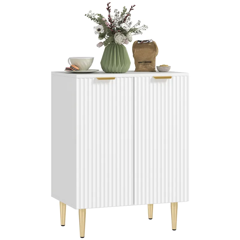 HOMCOM Bufet de bucătărie, mobilier de depozitare cu 2 uși, raft reglabil, picioare metalice ridicate, 60 x 40 x 80 cm, alb | Romania