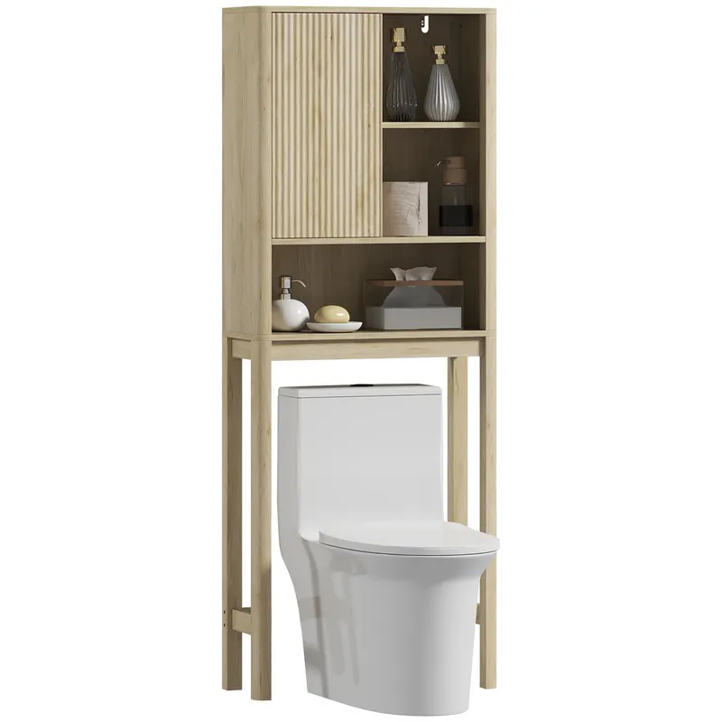 HOMCOM Mobilier de depozitare deasupra toaletei cu ușă culisantă, compartimente și raft reglabil, alb | Romania