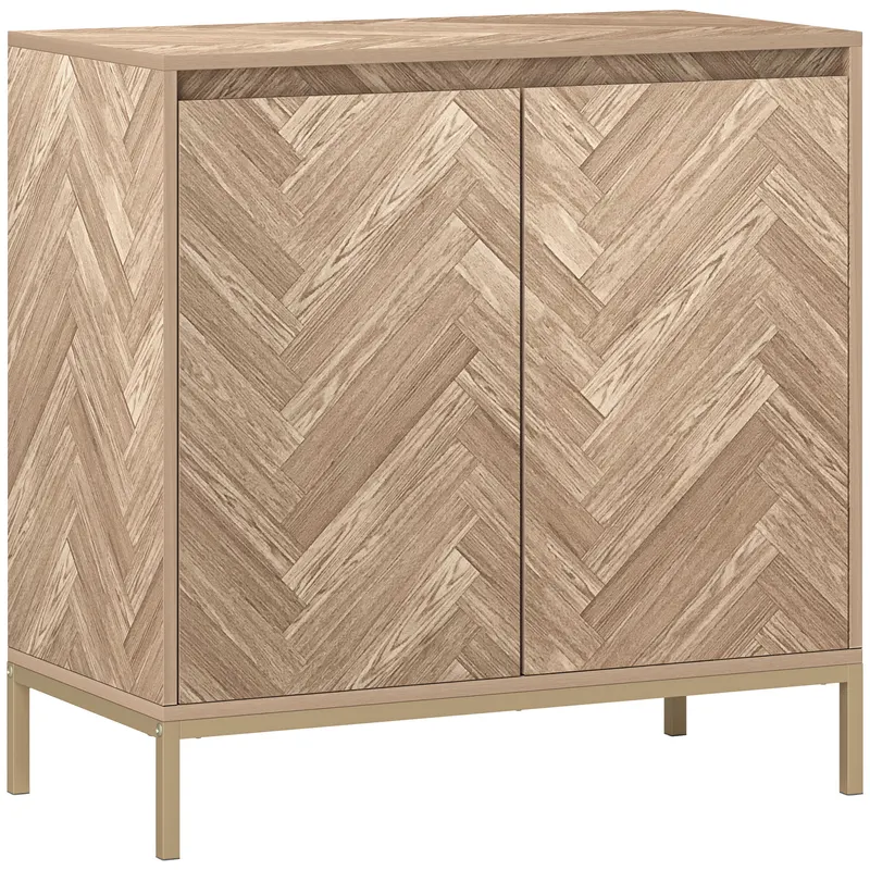 HOMCOM Mobilier de depozitare bufet cu 2 uși în șevalet, raft reglabil și picioare din oțel, dim. 78 x 40 x 78 cm, stejar | Romania