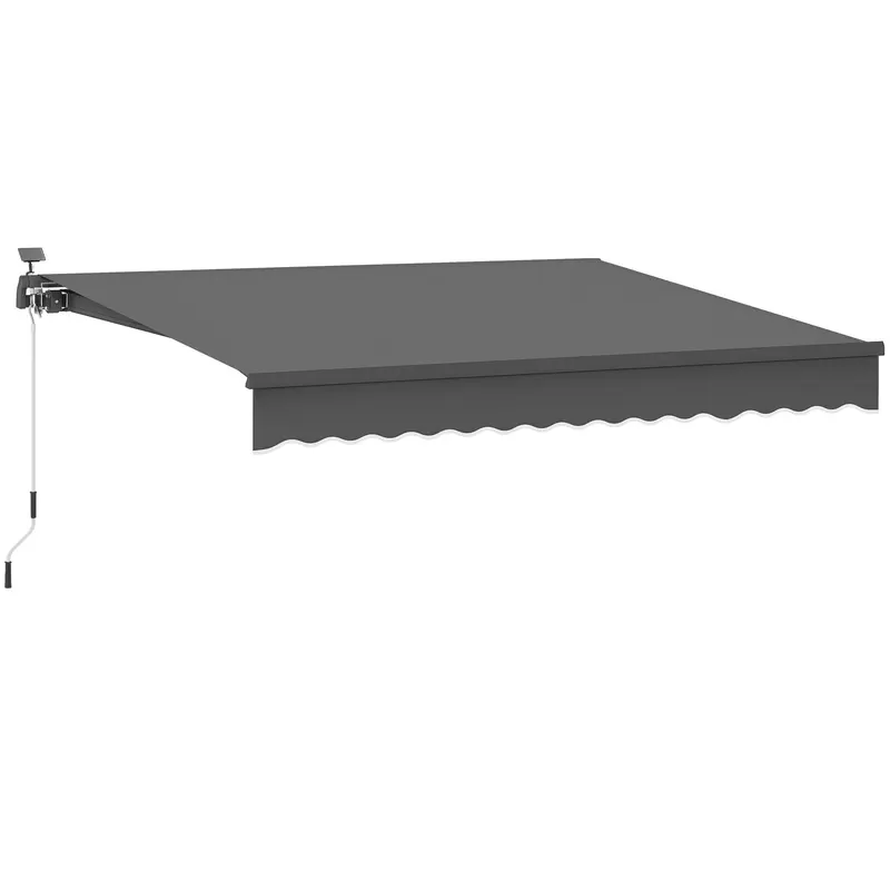 Markiză cu brațe articulate cu alimentare solară și manivelă Outsunny Markiză cu Gelenkarmmarkise pentru protecție solară UV 50+ 400 cm lățime Gri | Romania