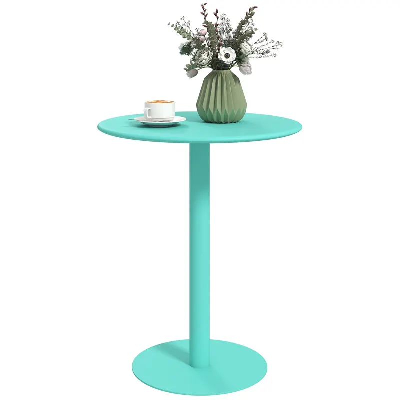 HOMCOM Masă de dining rotundă pentru 2 persoane Ø60 cm modernă cu bază rotundă cadru din oțel pentru interior și exterior verde | Romania
