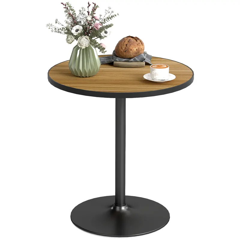 HOMCOM Masa de dining rotundă, Imitație de stejar, design compact, pentru 2-4 persoane, Stejar | Romania