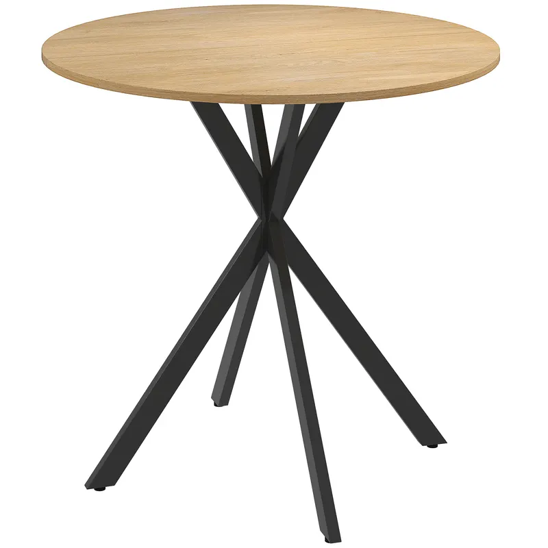 HOMCOM Masă Rotundă de Dining Industrială 80cm - Stejar Alb | Romania