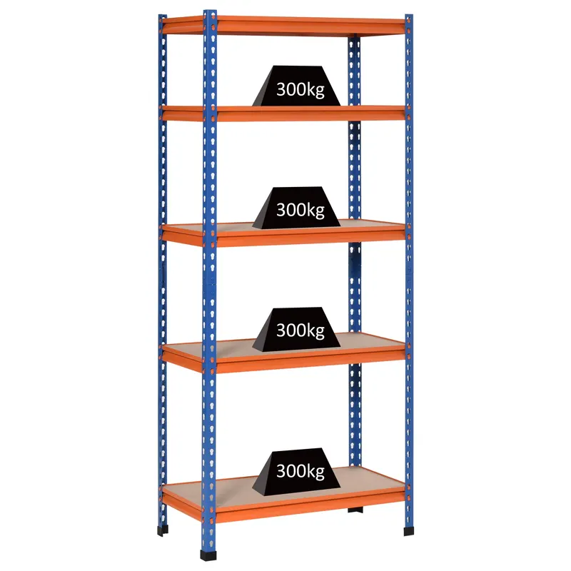 HOMCOM Etajera din metal pentru garaj 5 nivele capacitate 1500 kg 80 x 40 x 182 cm albastru portocaliu | Romania