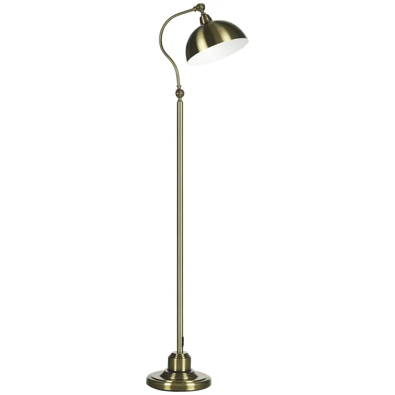 HOMCOM Lampadar de camera cu abajur ajustabil, intrerupator la picior 42 x 25,5 x 152 cm ton de alama | Romania