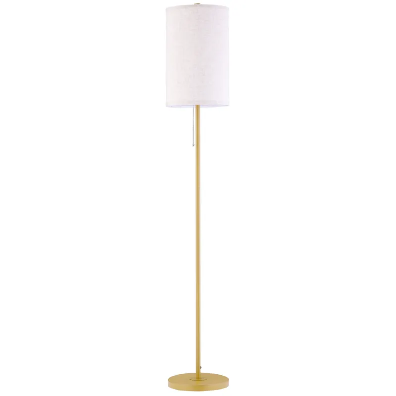 HOMCOM Lampadar cu Abajur din In și Dulie E27, In și Oțel, 25,5x25,5x157 cm, Auriu | Romania