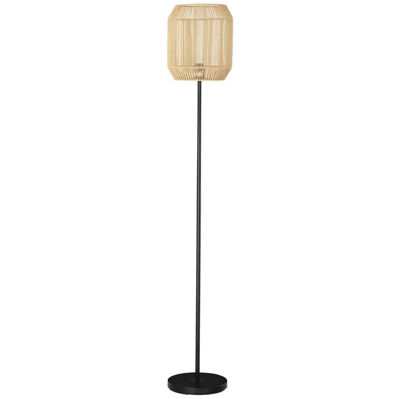 HOMCOM Lampadar de podea pentru living abajur din sfoara de hartie design natural baza E27 Max. 40W - Ø 26 x 164H cm | Romania