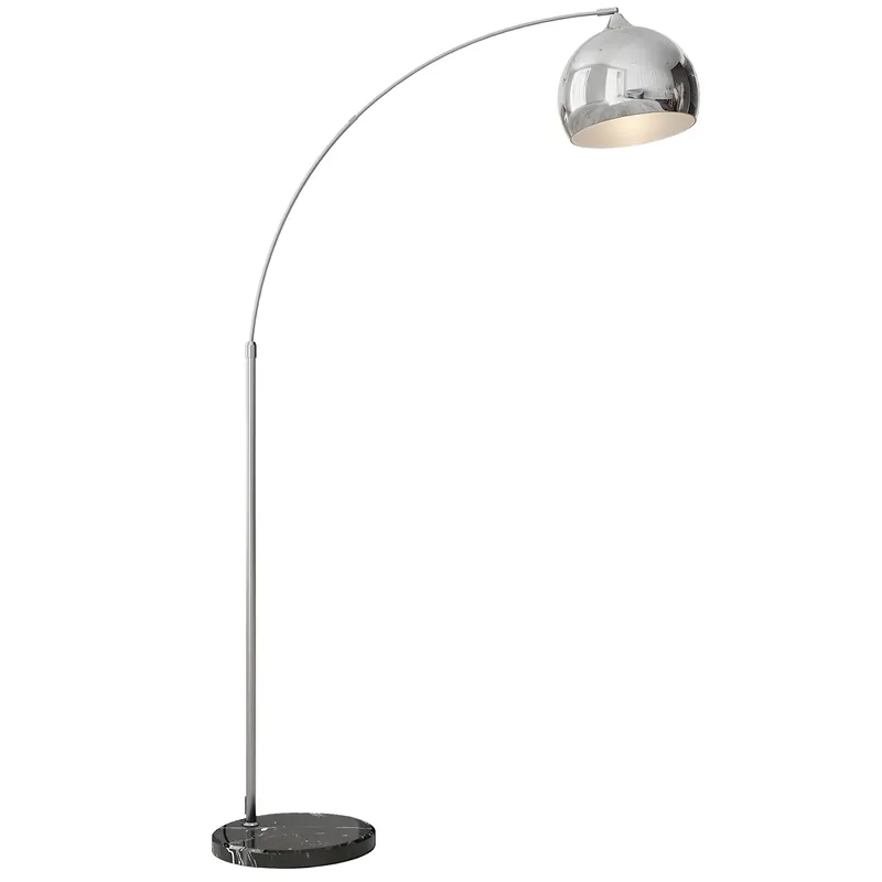 HOMCOM Lampă de podea vintage în arc cu bară ajustabilă, întrerupător de picior, soclu E27, argintiu | Romania