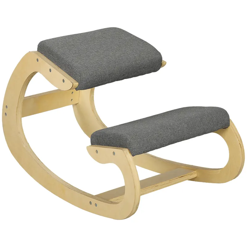 HOMCOM Scaun ergonomic basculant pentru biroul de acasă, pentru îmbunătățirea posturii corpului, Gri | Romania