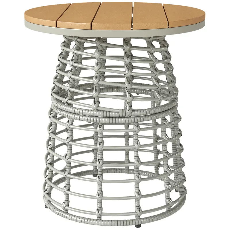 Outsunny Masă de cafea de grădină masă auxiliară exterior rotundă în răchită de aspect rotință și placă compozită Ø45 x 50 cm gri | Romania