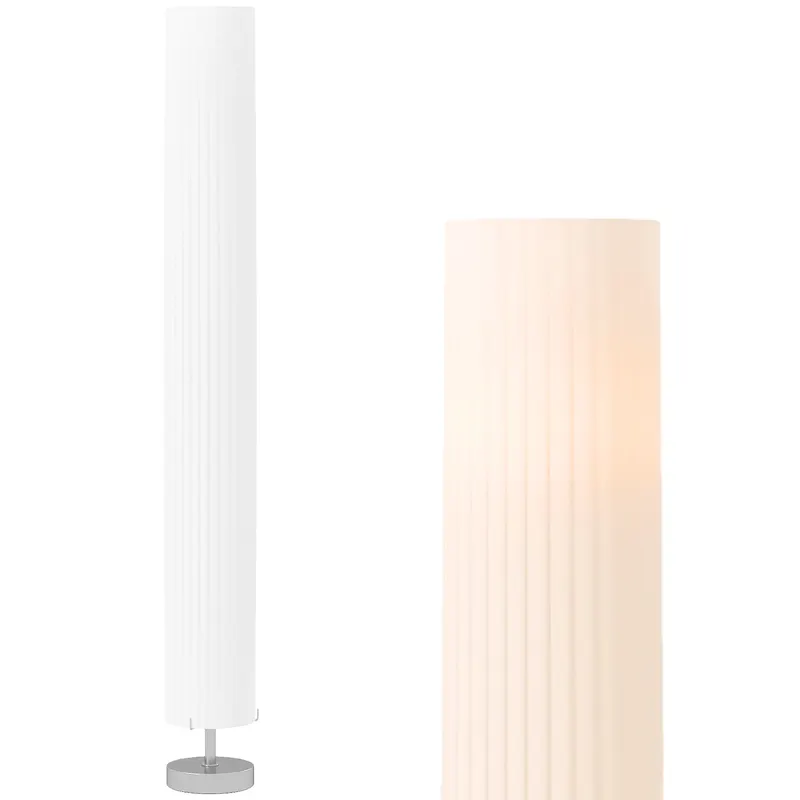 HOMCOM Lampă lampadaire coloană pe picior modernă lumină tamizată 40 W 14L x 14l x 120H cm oțel inoxidabil alb | Romania