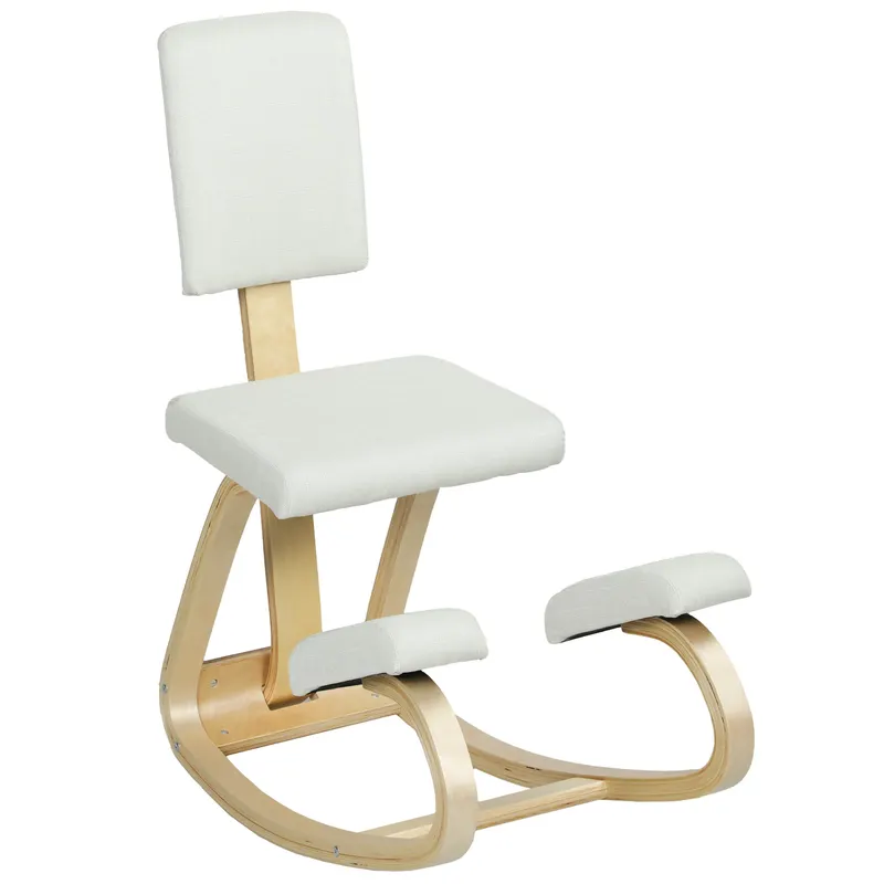 HOMCOM Sedia Inginocchiatoio in Tessuto Effetto Lino e Legno di Betulla Crema | Romania