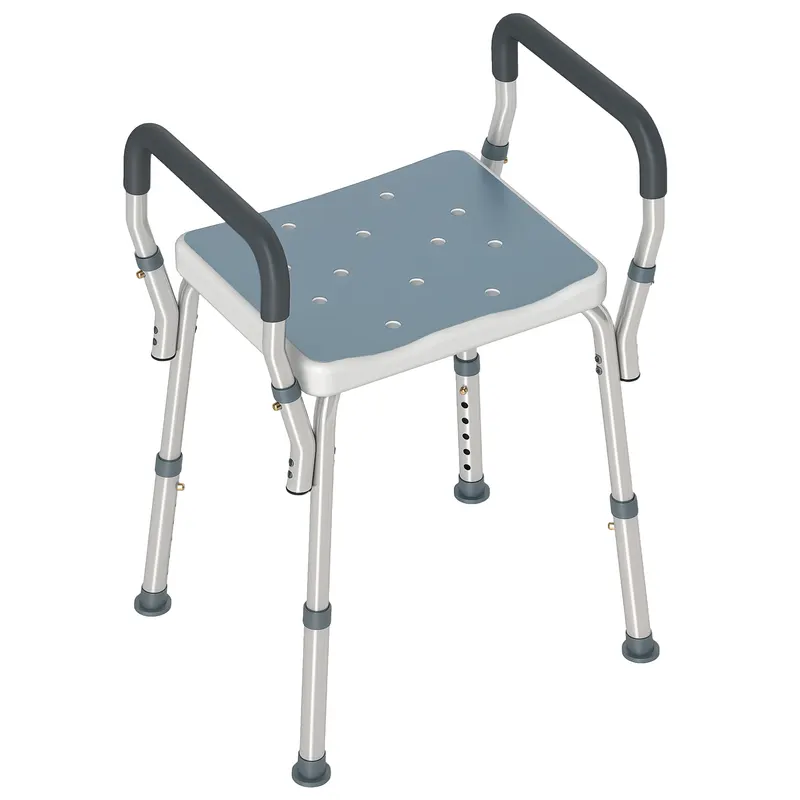 HOMCOM Scaun Reglabil de Duș cu Mânere, Multicolor | Romania