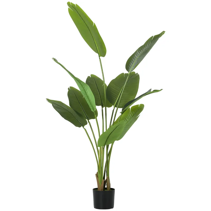 HOMCOM Plantă Artificială de 160 cm cu 10 Frunze din PEVA Verde cu Ghiveci, Ø16.5x13.5 cm | Romania