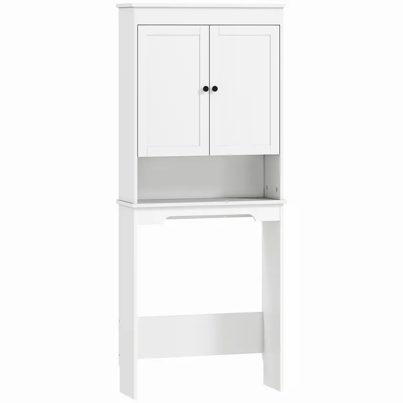 HOMCOM Dulap Peste WC cu 2 Rafturi Închise și Raft Deschis, Alb | Romania