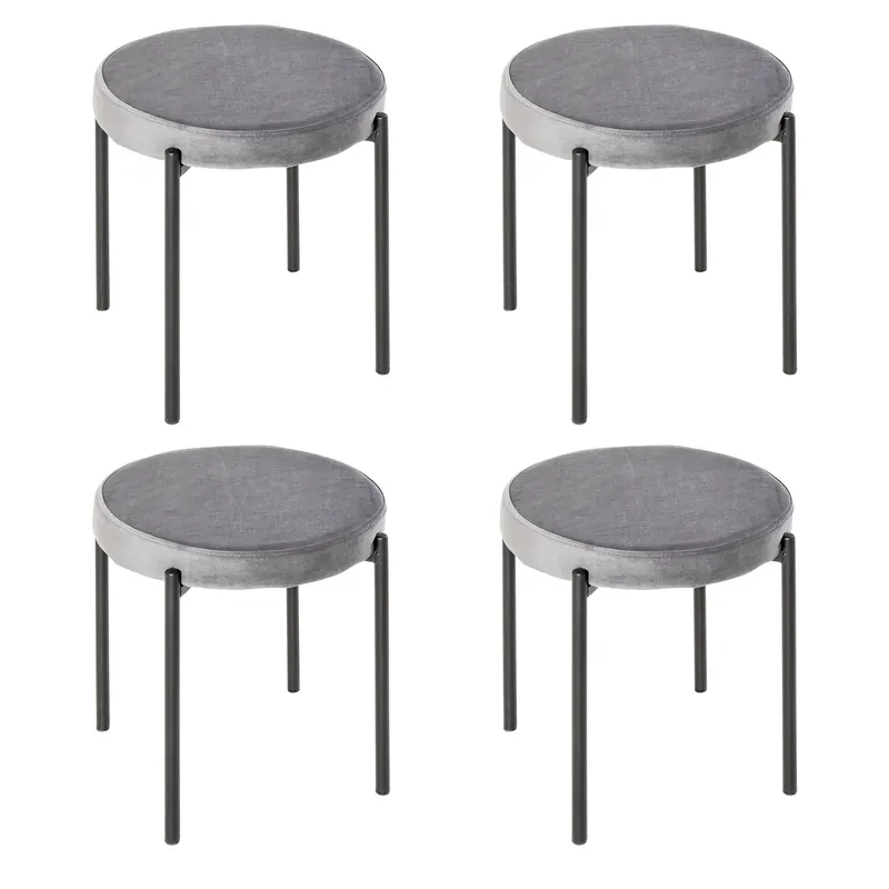 HOMCOM Set 4 Scaune pliante de masă cu șezut moale, aspect catifelat, scaun de bucătărie din catifea pentru bucătărie sufragerie din metal Gri 41,5 x 41,5 x 46 cm | Romania