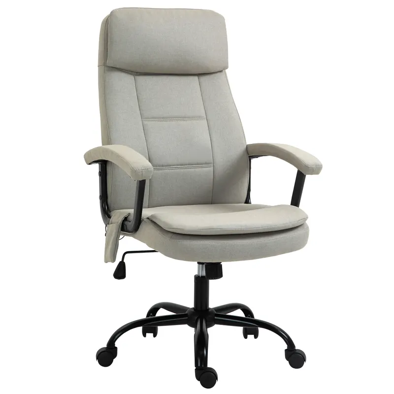 Vinsetto Scaun de birou cu funcție de masaj, scaun de gaming reglabil în înălțime cu funcție de masaj, scaun ergonomic de birou, scaun de masaj pentru coloana lombară cu senzație de in/out, Bej 63 x 70 x 112-121 cm | Romania