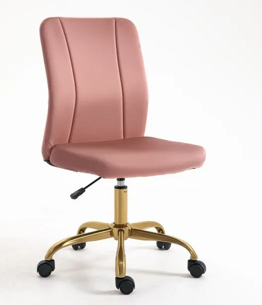 Vinsetto Scaun de birou design contemporan cu pivot 360° ergonomic spătar curb înălțime reglabilă înveliș din catifea 56 x 60 x 102 cm roz și aurie | Romania