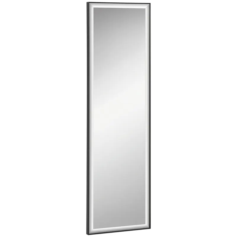 HOMCOM Oglindă de Perete dim. 120L x 35l cm - Film de Securitate Anti Explozie, Sistem de Atașare Inclus - Cadru Aliaj Aluminiu Negru | Romania