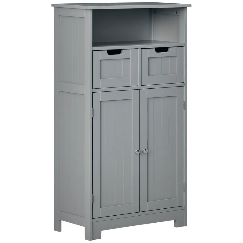 kleankin Mobilier de baie cu 2 sertare, raft, dulap cu ușă, raft reglabil, 60 x 30 x 109 cm, gri | Romania