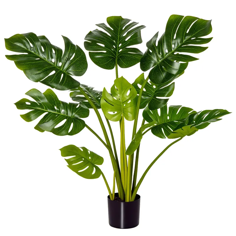 HOMCOM plante artificiale 110 cm Monstera artificială plante de interior și exterior în ghiveci copac artificial plantă decorativă plantă de birou ghiveci din plastic pentru interior și exterior | Romania