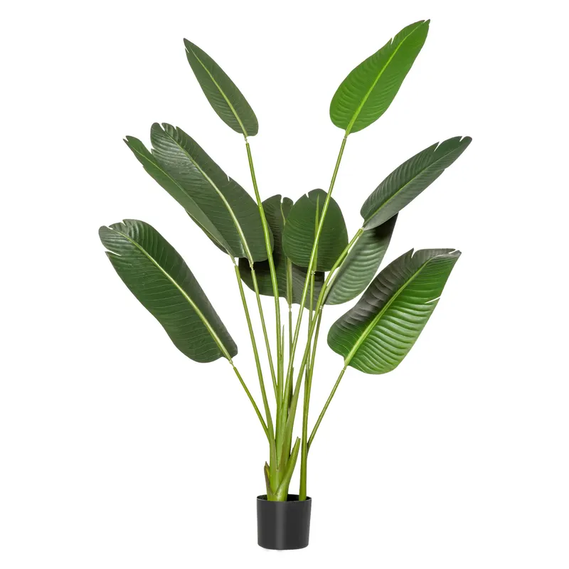 HOMCOM Bananier Artificial 160 cm cu Ghiveci și 10 Frunze Realiste, Plantă Artificială Tropicală pentru Decorațiuni Interioare și Exterioare, Verde | Romania