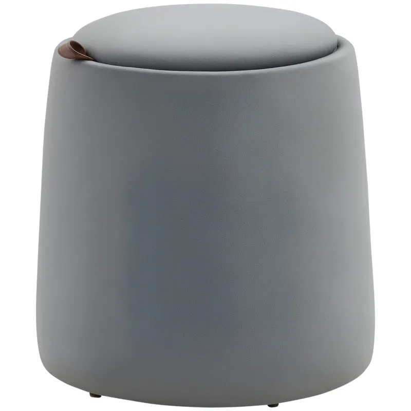 HOMCOM 2-in-1 Hocker în Samtoptik inclusiv Stocare și capac detașabil Ø44 cm x 47,5 cm Gri | Romania