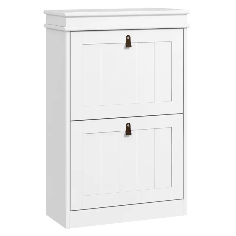 HOMCOM Dulap pantofi îngust cu 2 uși abătătoare și rafturi ajustabile, capacitate 10 perechi, 54x24x82,5 cm | Romania