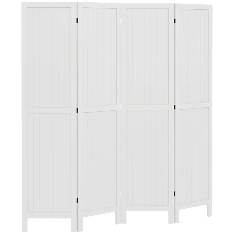 HOMCOM Paravan din lemn, separator de cameră, cloison interieur pliabil cu 4 panouri din lemn 160 x 170 cm alb | Romania