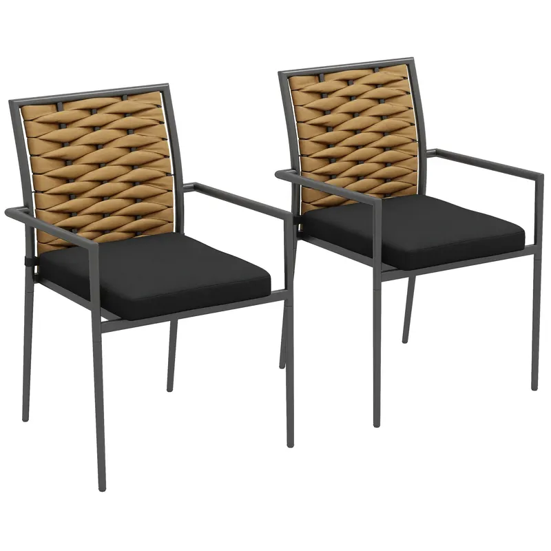 Outsunny scaune de grădină, scaune de exterior și terasă, rezistente la intemperii, design modern, 57x58x87 cm | Romania