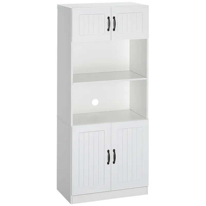 HOMCOM Mobilier de bucătărie Bufet Dulap, Stil rustic, 2 dulapuri, 2 rafturi, 70 cm x 40 cm x 170 cm Alb + Negru | Romania