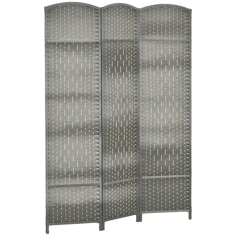 HOMCOM Paravan interior din lemn 3 panouri separator de cameră pliabil pentru sufragerie dormitor 135 x 180 cm gri | Romania