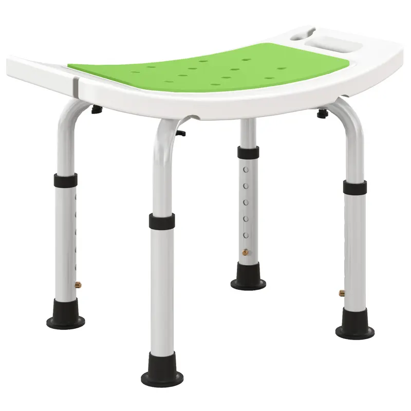 HOMCOM Taburet pentru Duș din Aluminiu și Plastic Antiderapant, Reglabil 6 Niveluri 39-52cm, Verde | Romania