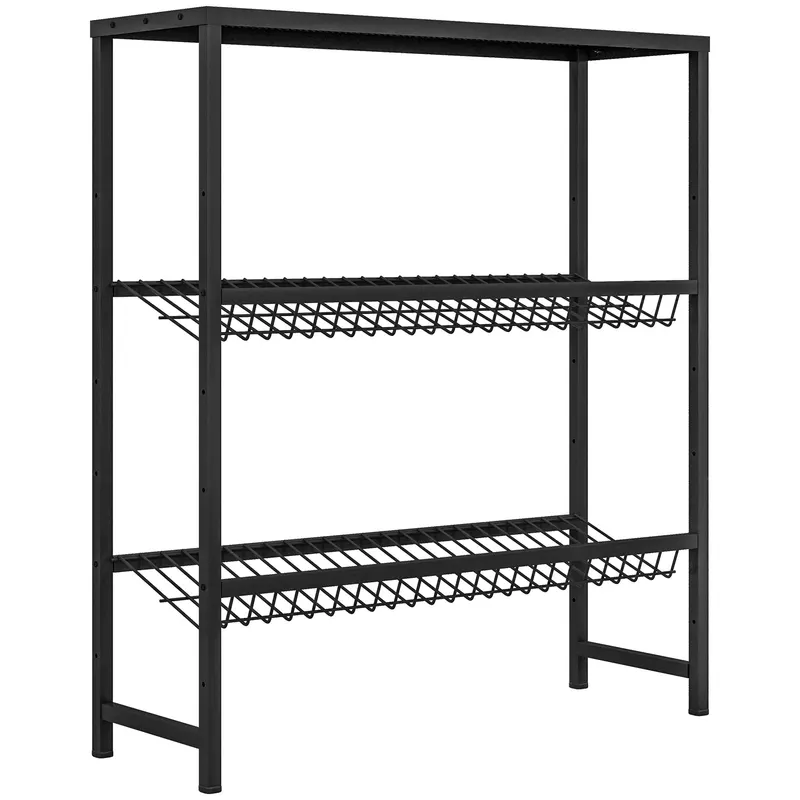HOMCOM Raft depozitare, ajustabil în înălțime, metal stabil, design compact, capacitate de încărcare 210 kg, Negru | Romania