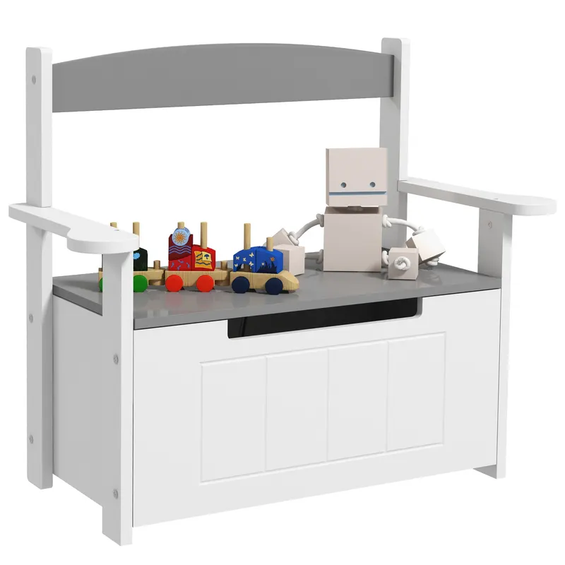 AIYAPLAY Cutie de jucării pentru copii 2 în 1 și banc cu spătar și brațe - piston pneumatic 68,5L x 34l x 58H cm | Romania