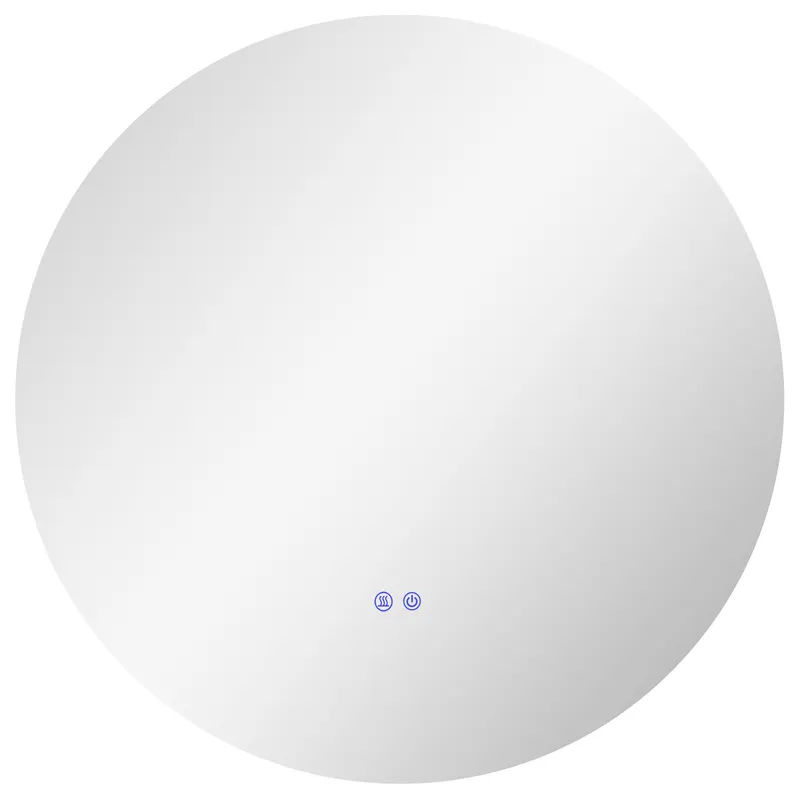 Kleankin Oglinda de Baie Rotunda cu Lumina LED in 3 Culori si intrerupatoare Touch, Ø70x3.5 cm, Transparent | Romania