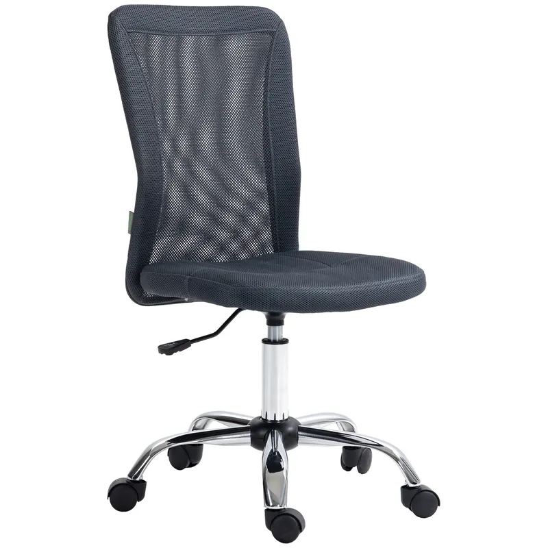 Vinsetto Scaun de birou ergonomic înălțime reglabilă picioare cromate pivotant 360° îmbrăcăminte plasă gri închis | Romania