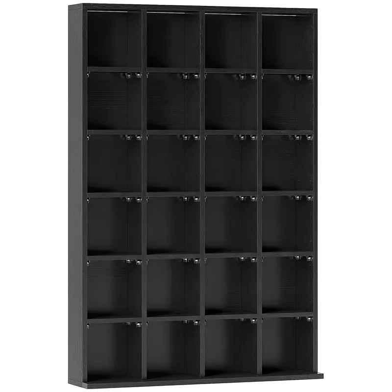 HOMCOM Dulap pentru CD-uri pentru 456 CD-uri sau 336 DVD-uri, 24 Compartimente, 89x20x130.5 cm Negru | Romania