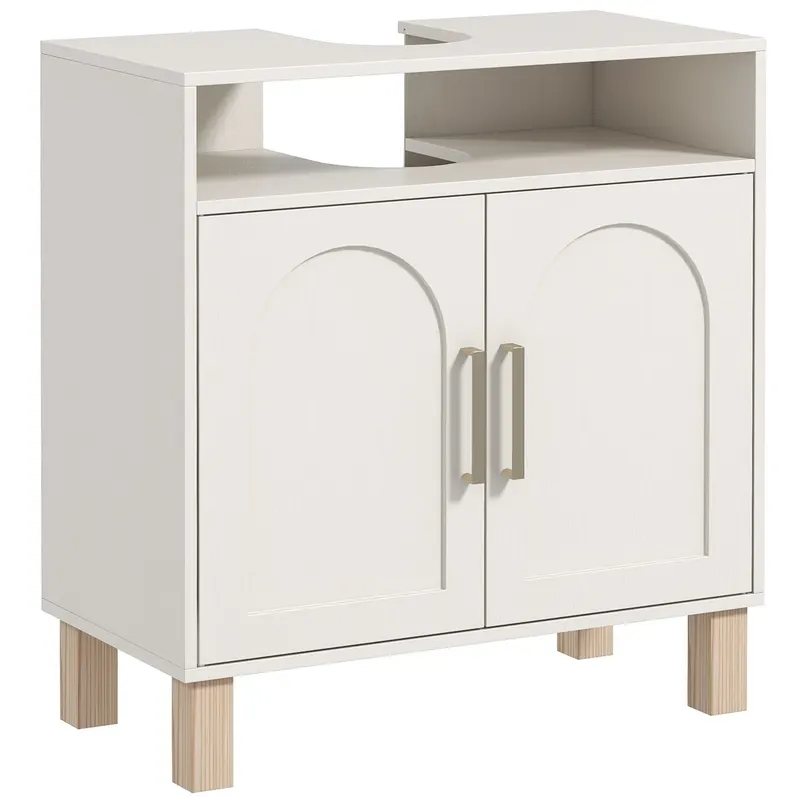 HOMCOM Mobilier baie sub chiuvetă mobilier sub chiuvetă dulap 2 uși cu raft reglabil 60 x 30 x 63 cm alb | Romania