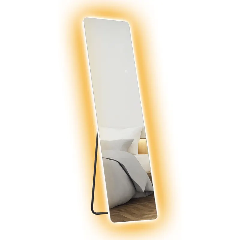 HOMCOM Oglindă întreagă cu LED-uri, control tactil, reglabil, fără ramă, 40 x 150 cm | Romania