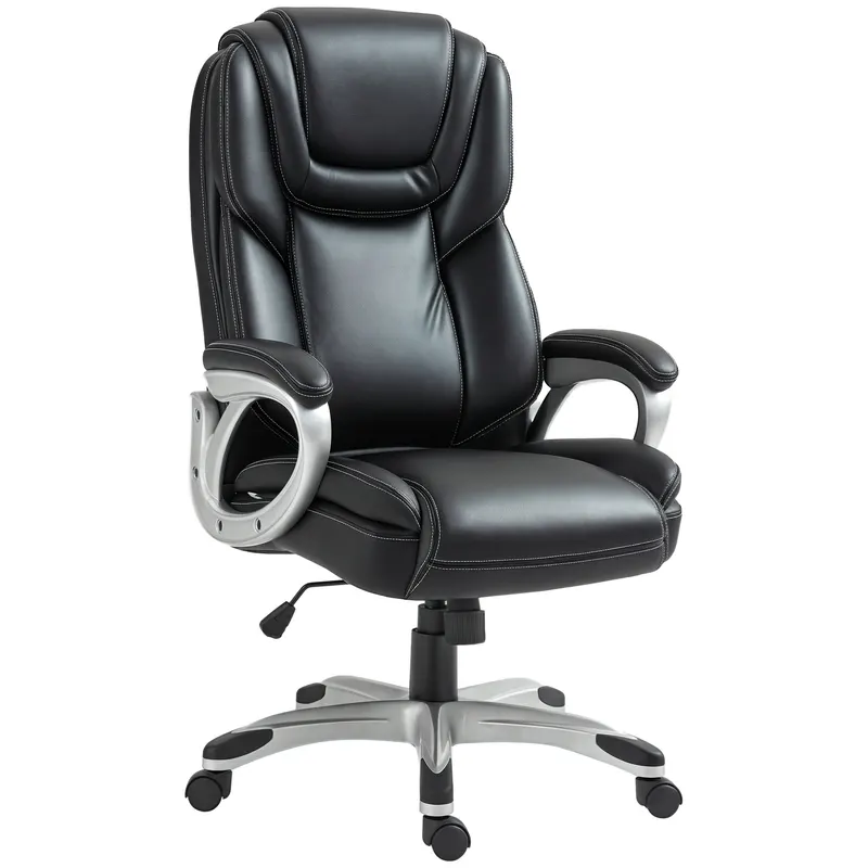 HOMCOM Fotoliu de birou fauteuil de bureau cu funcție de balans role pivotante 360° 66 x 75,5 x 115,5-124,5 cm negru | Romania