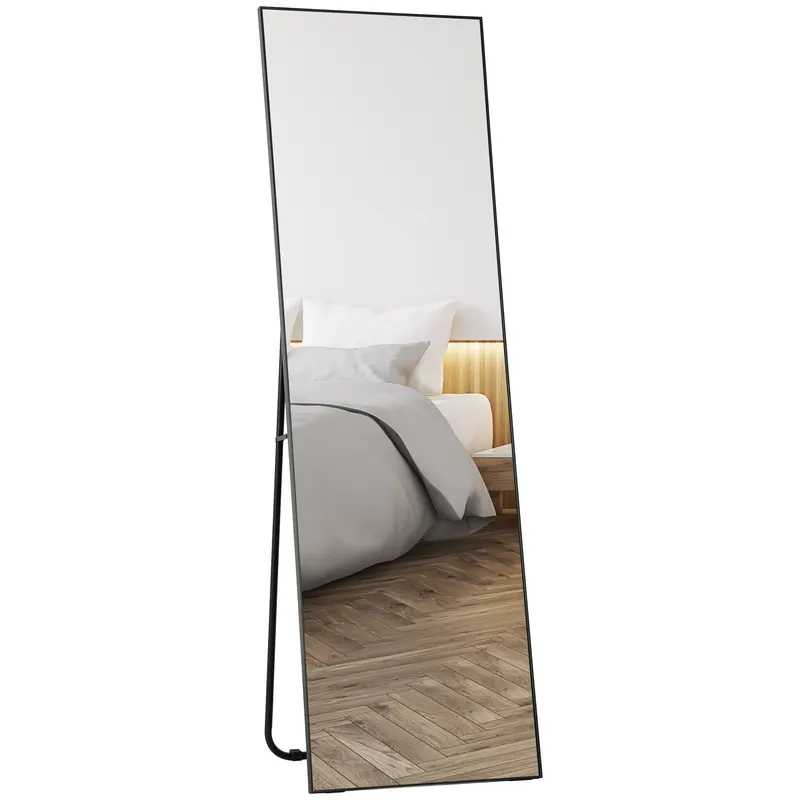 HOMCOM Oglindă de Podea Corp Întreg Autoportantă sau de Perete 50x160 cm Neagră | Romania