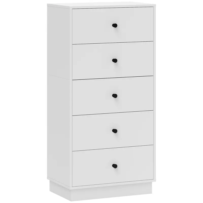 HOMCOM Comoda Sideboard cu 5 sertare Comodă din lemn în stil modern 47 x 29 x 95 cm Alb | Romania
