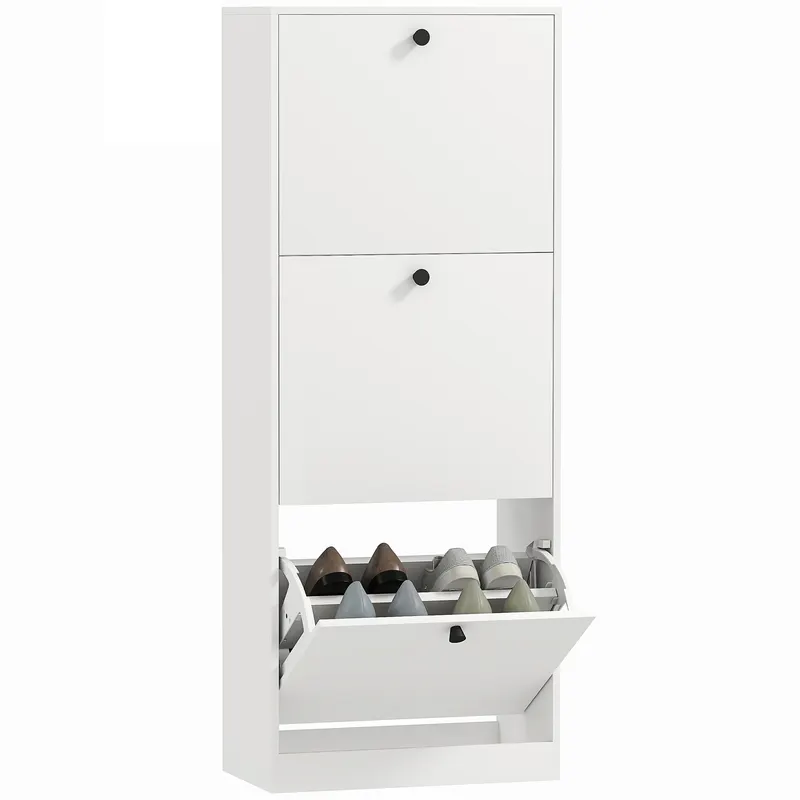 Mobilier pentru pantofi HOMCOM, 3 sertare, pentru pana la 12 perechi de pantofi, PAL, Alb | Romania