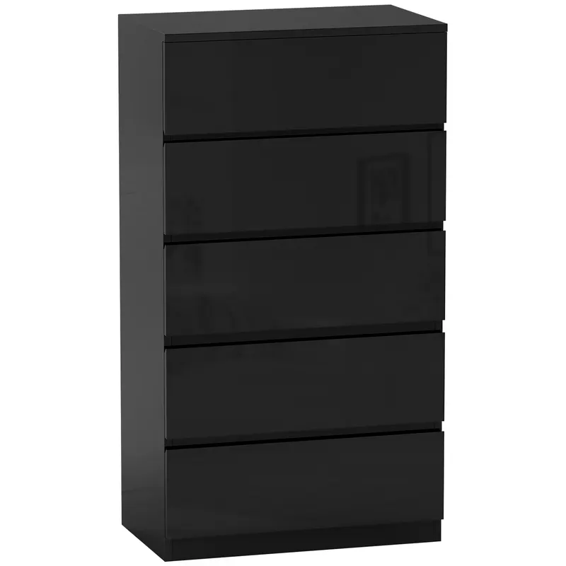 HOMCOM Comoda cu 5 sertare Comoda de stil modern pentru dormitor intrare living 55x34x100 cm Negru | Romania