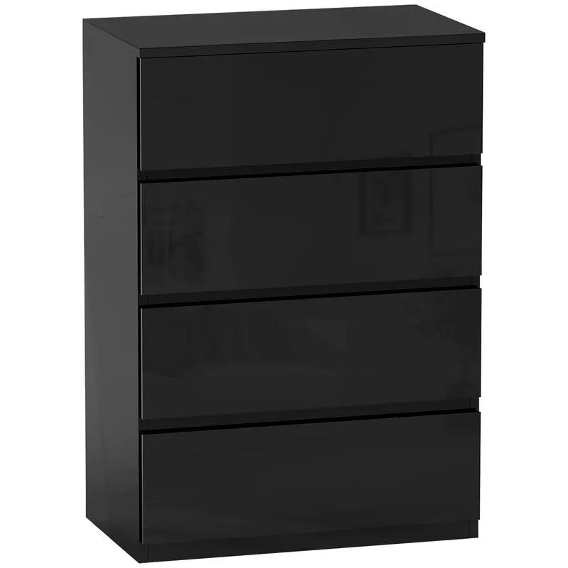 HOMCOM Comodă cu 4 sertare Comodă de stil modern pentru dormitor intrare living 55x34x80 cm Negru | Romania